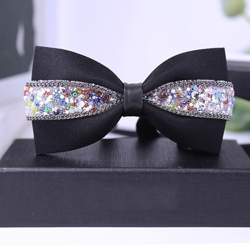 Papillon da uomo con strass e pietre scintillanti in nero
