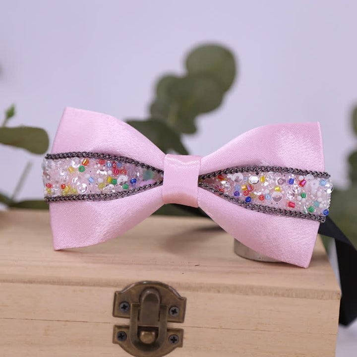 Papillon da uomo con strass e pietre scintillanti in nero