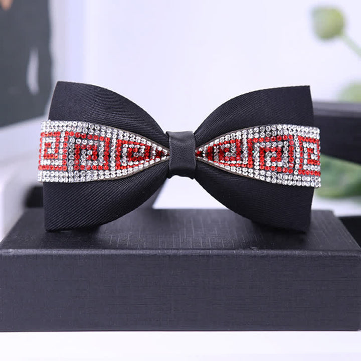 Papillon da uomo con strass e pietre scintillanti in nero