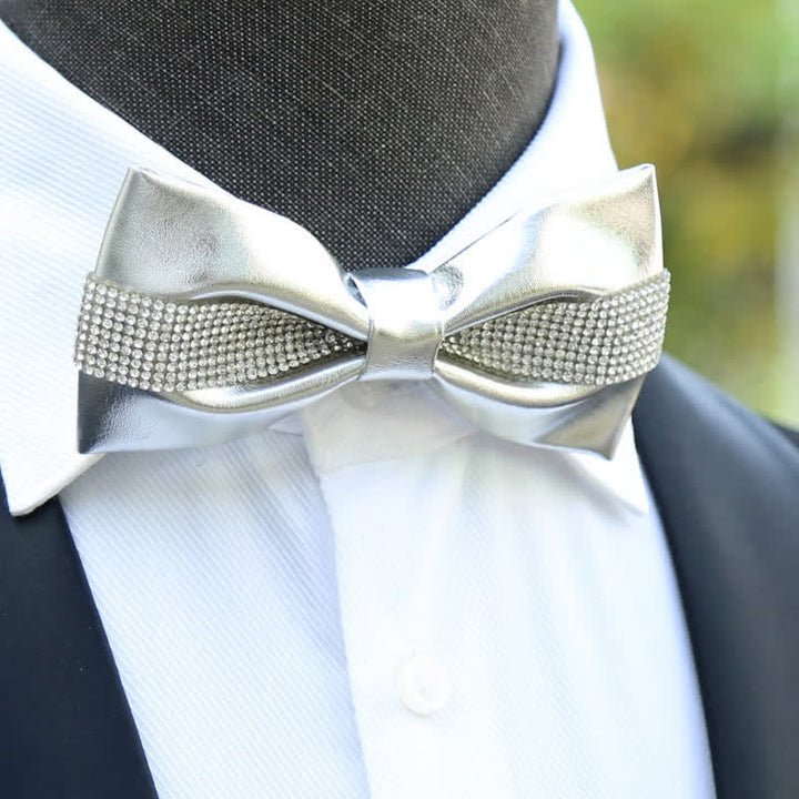 Papillon da uomo con strass e pietre scintillanti in nero