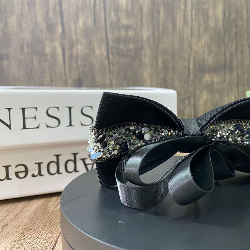Papillon da uomo con strass e pietre scintillanti in nero