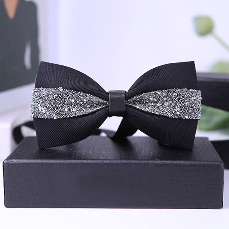 Papillon da uomo con strass e pietre scintillanti in nero - Stile n. 7 - image 11