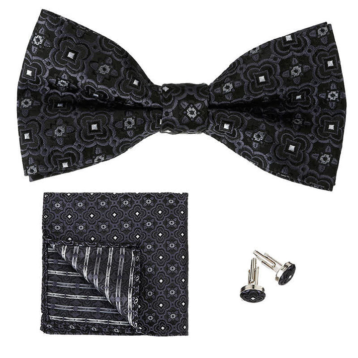 Set di 3 cravatte a farfalla con motivo geometrico da uomo