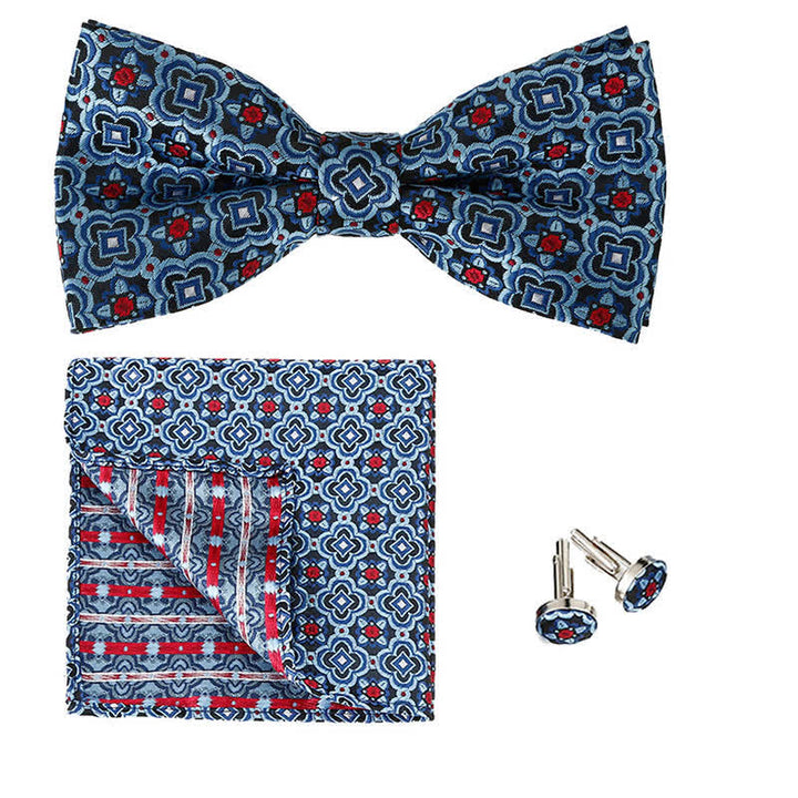 Set di 3 cravatte a farfalla con motivo geometrico da uomo - Blu e rosso - image 6