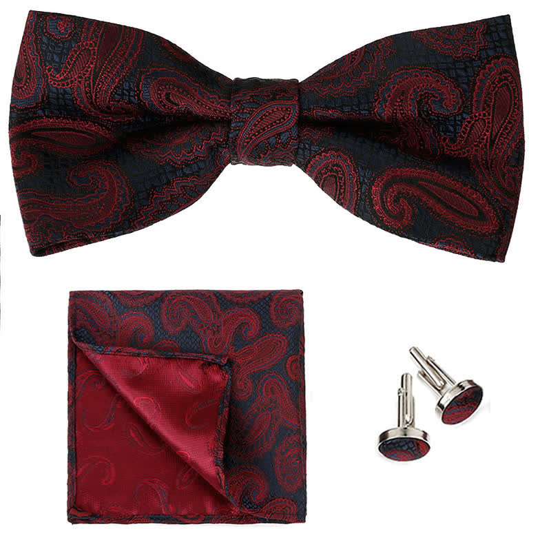 Set di 3 cravatte a farfalla classiche da uomo con motivo Paisley