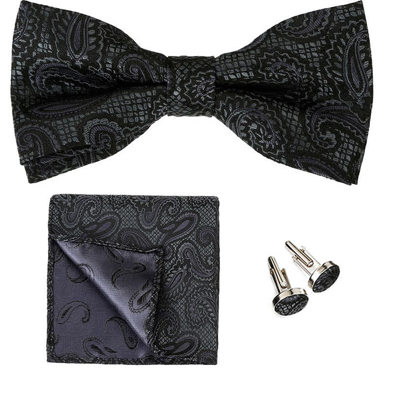 Set di 3 cravatte a farfalla classiche da uomo con motivo Paisley