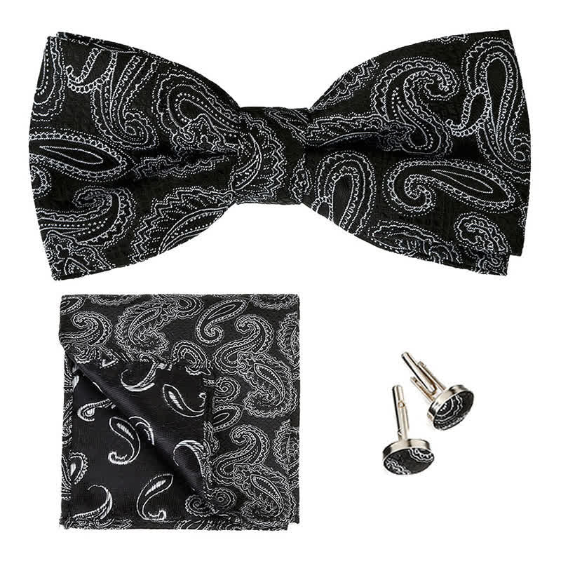 Set di 3 cravatte a farfalla classiche da uomo con motivo Paisley