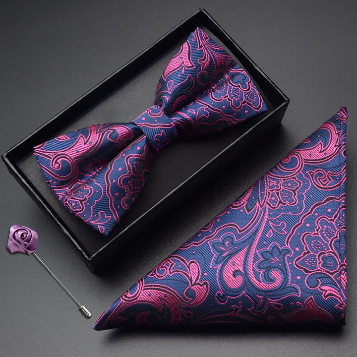 Set di 3 papillon da uomo con motivo Paisley Noble Pocket Corsage - Viola - image 0