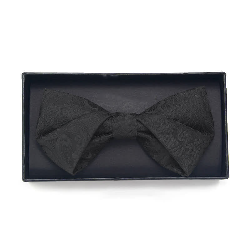 Set di 3 papillon da uomo con motivo Paisley nero e tasca