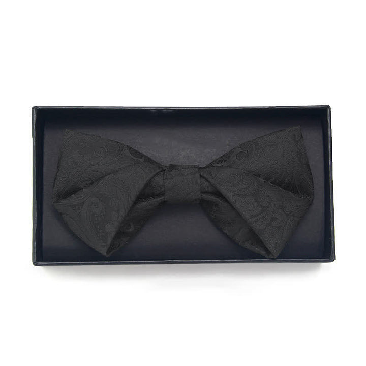 Set di 3 papillon da uomo con motivo Paisley nero e tasca