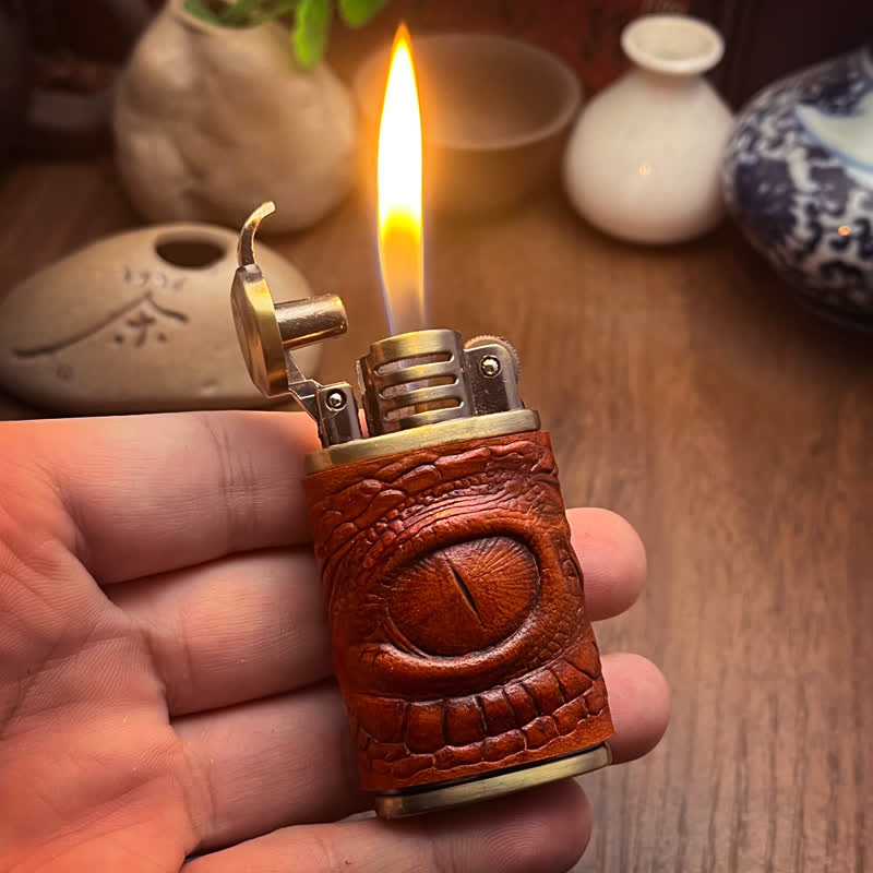 Accendino ricaricabile a butano Dragon Eye Leather Sewing - Marrone - image 0