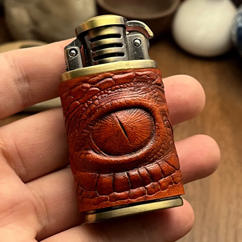 Accendino ricaricabile a butano Dragon Eye Leather Sewing