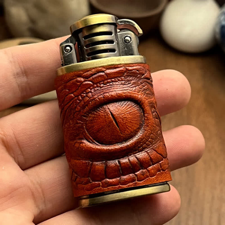 Accendino ricaricabile a butano Dragon Eye Leather Sewing