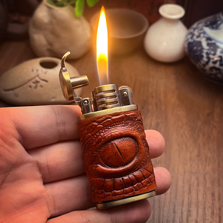 Accendino ricaricabile a butano Dragon Eye Leather Sewing