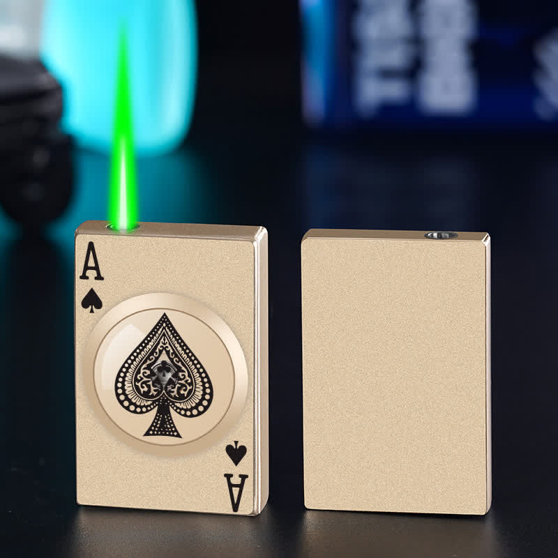 Accendino a butano ricaricabile a decompressione rotante Poker - Oro - image 1