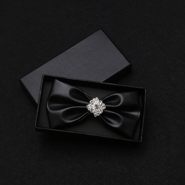 Papillon da uomo in pelle PU nera con strass scintillanti - Stile n. 1 - image 0