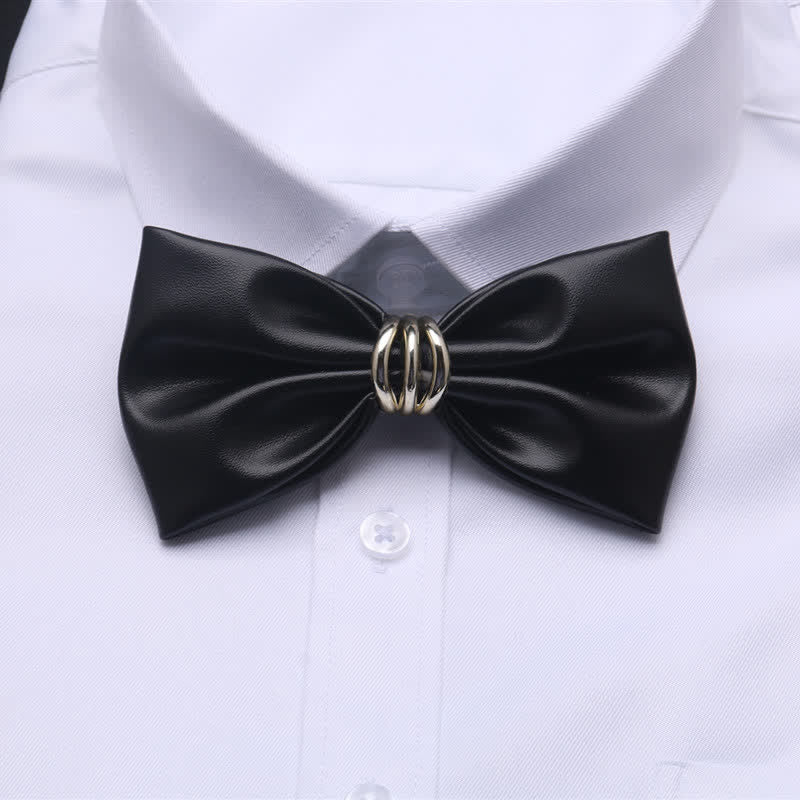 Papillon da uomo in pelle PU nera con strass scintillanti - Stile n. 2 - image 2