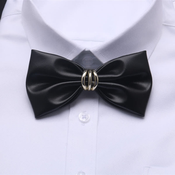 Papillon da uomo in pelle PU nera con strass scintillanti - Stile n. 2 - image 2