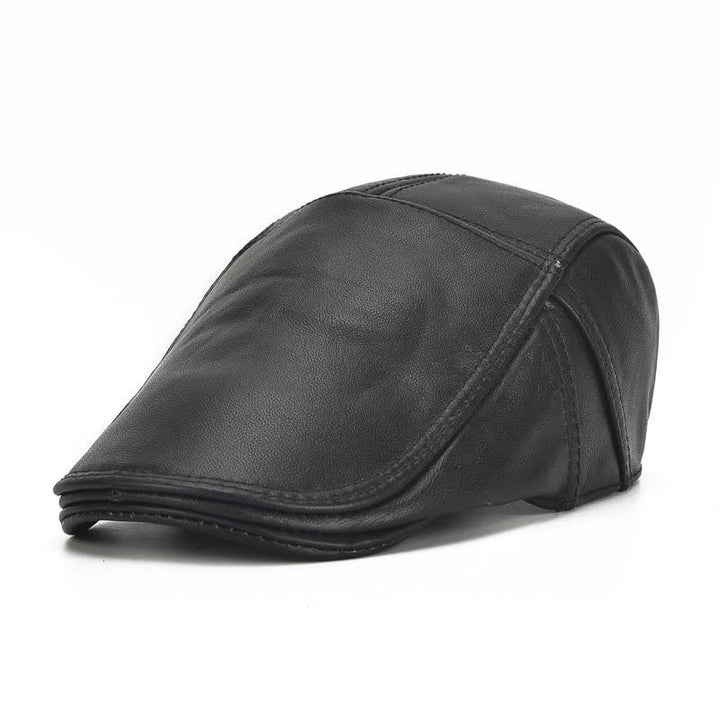 Cappello basco in pelle di vacchetta con lacci laterali