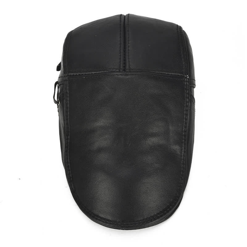 Cappello basco in pelle di vacchetta con lacci laterali