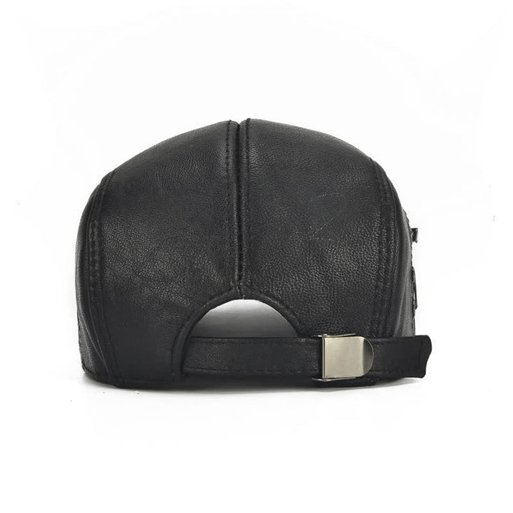 Cappello basco in pelle di vacchetta con lacci laterali