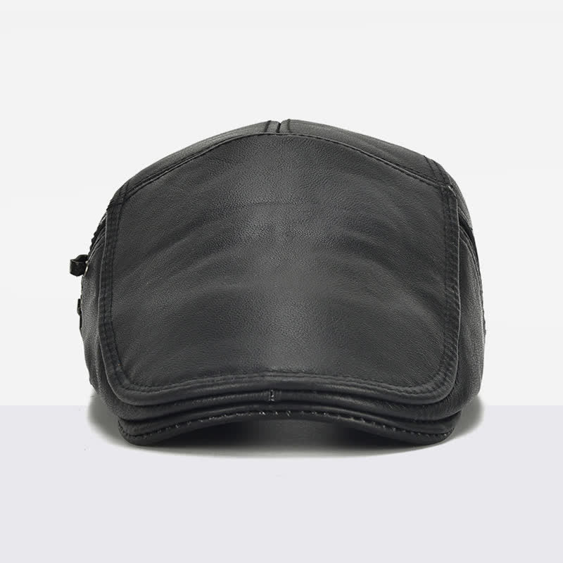 Cappello basco in pelle di vacchetta con lacci laterali