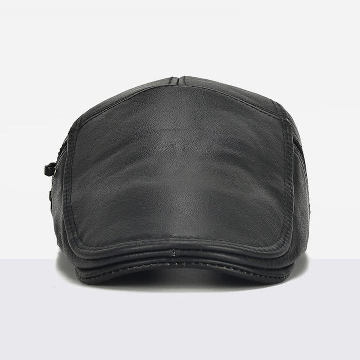 Cappello basco in pelle di vacchetta con lacci laterali