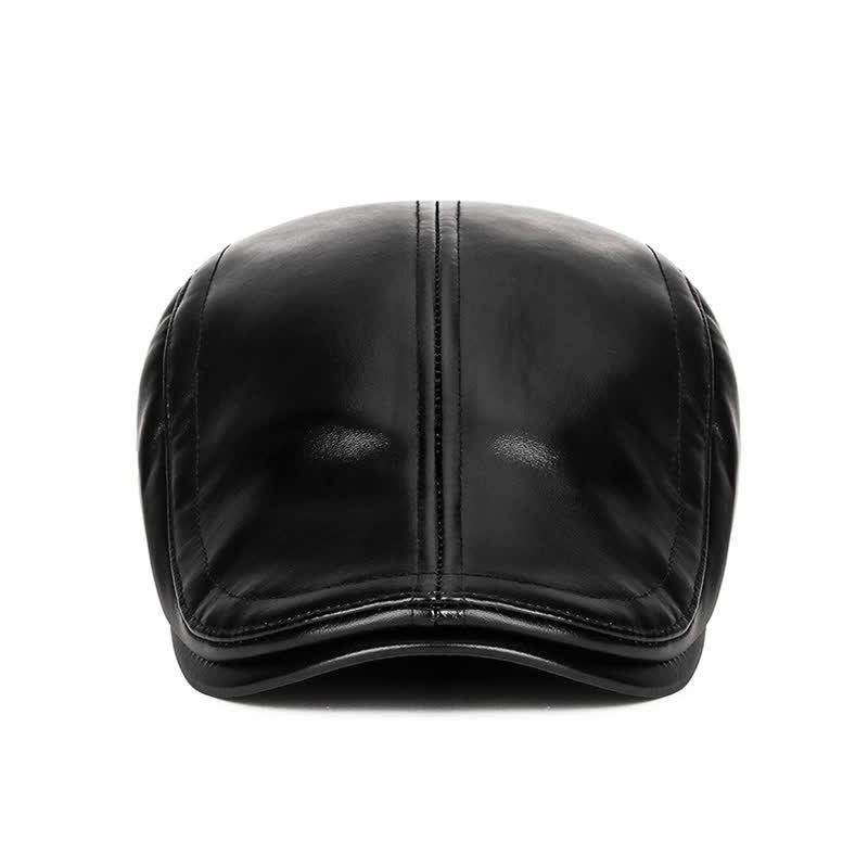 Cappello basco caldo invernale casual nero con paraorecchie