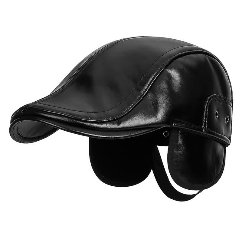 Cappello basco caldo invernale casual nero con paraorecchie