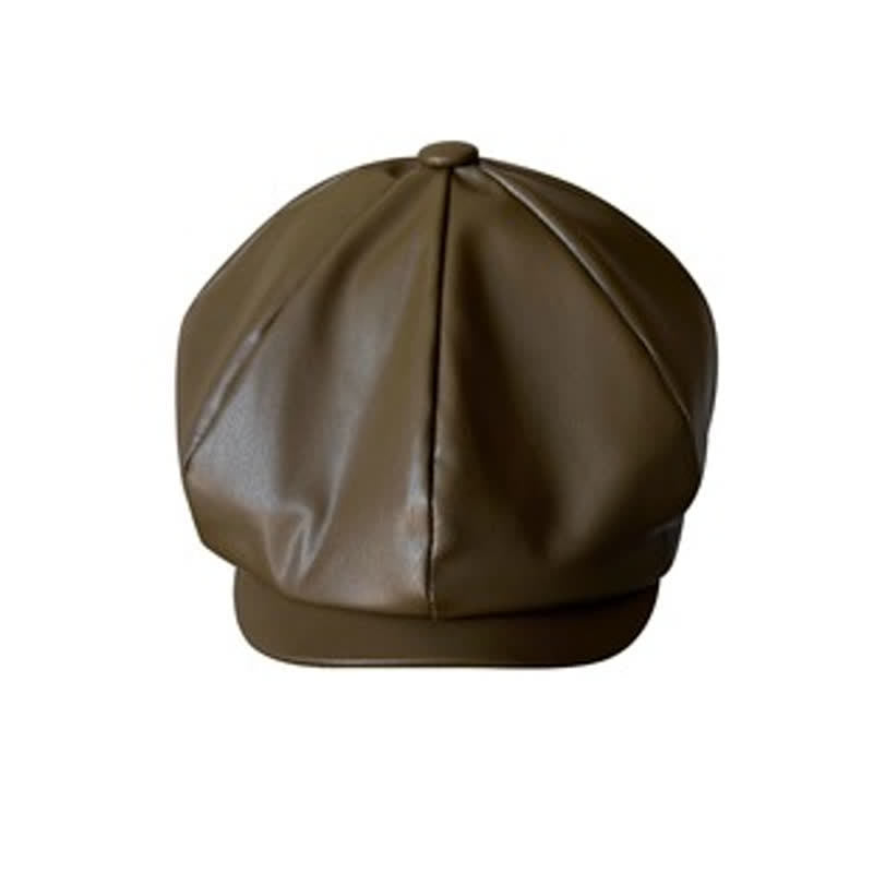 Cappello basco ottagonale in pelle stile britannico verde militare - image 2