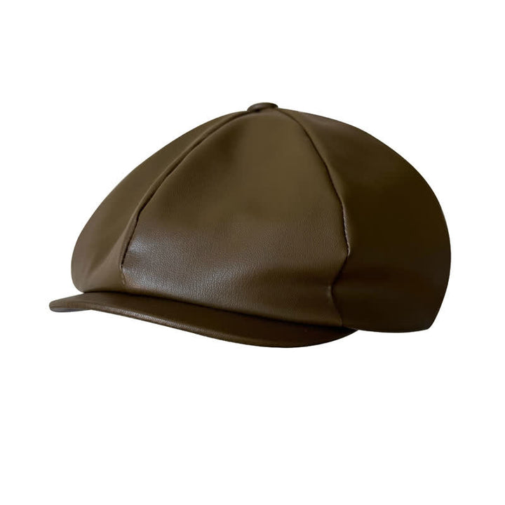 Cappello basco ottagonale in pelle stile britannico verde militare