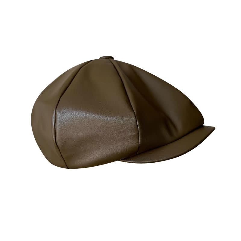 Cappello basco ottagonale in pelle stile britannico verde militare - image 4