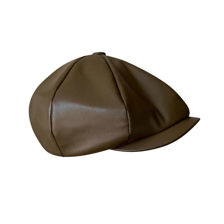 Cappello basco ottagonale in pelle stile britannico verde militare - image 4