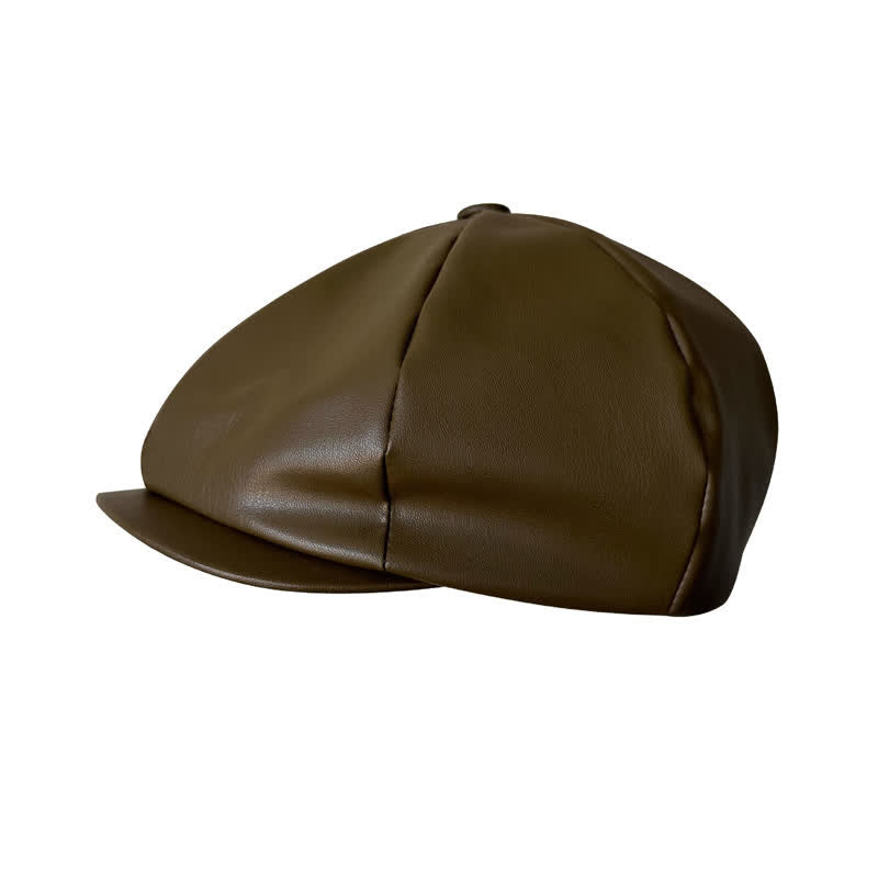 Cappello basco ottagonale in pelle stile britannico verde militare