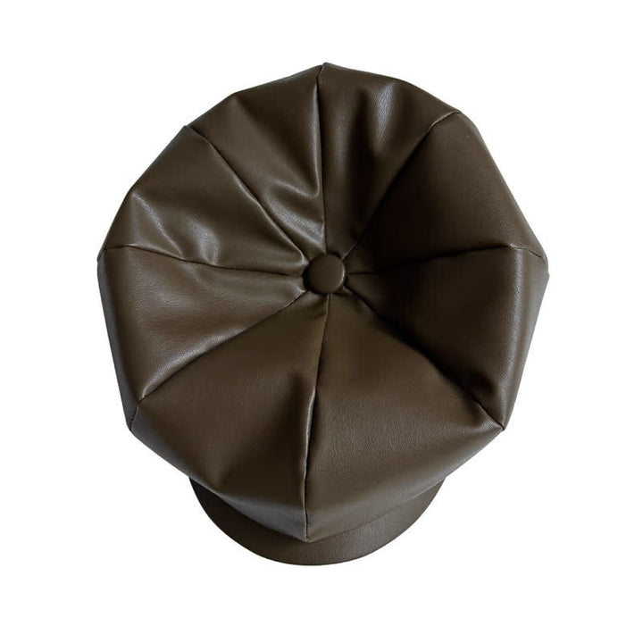 Cappello basco ottagonale in pelle stile britannico verde militare - image 1