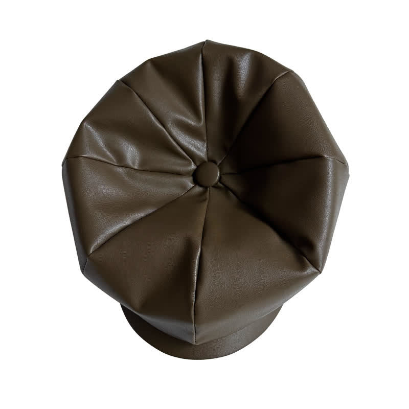 Cappello basco ottagonale in pelle stile britannico verde militare
