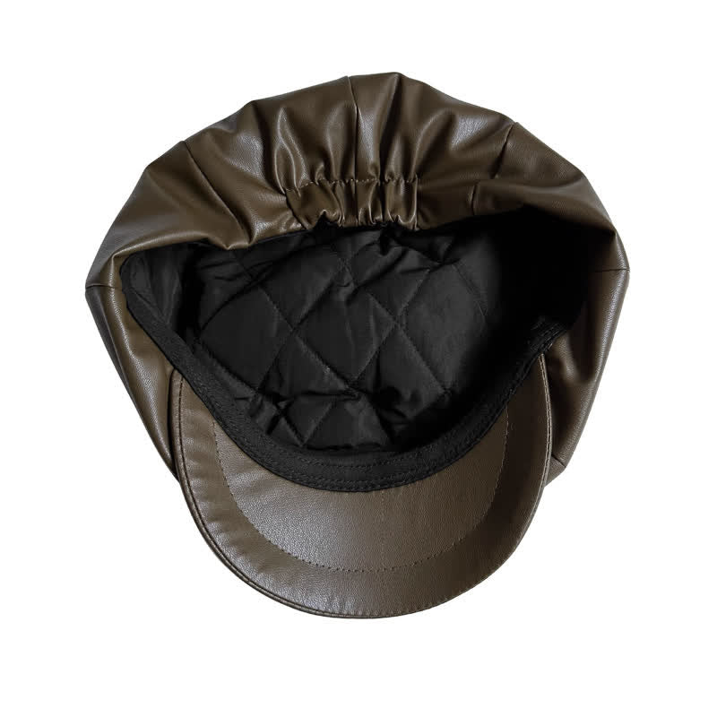 Cappello basco ottagonale in pelle stile britannico verde militare - image 5