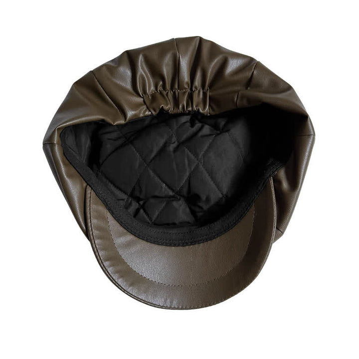 Cappello basco ottagonale in pelle stile britannico verde militare - image 5