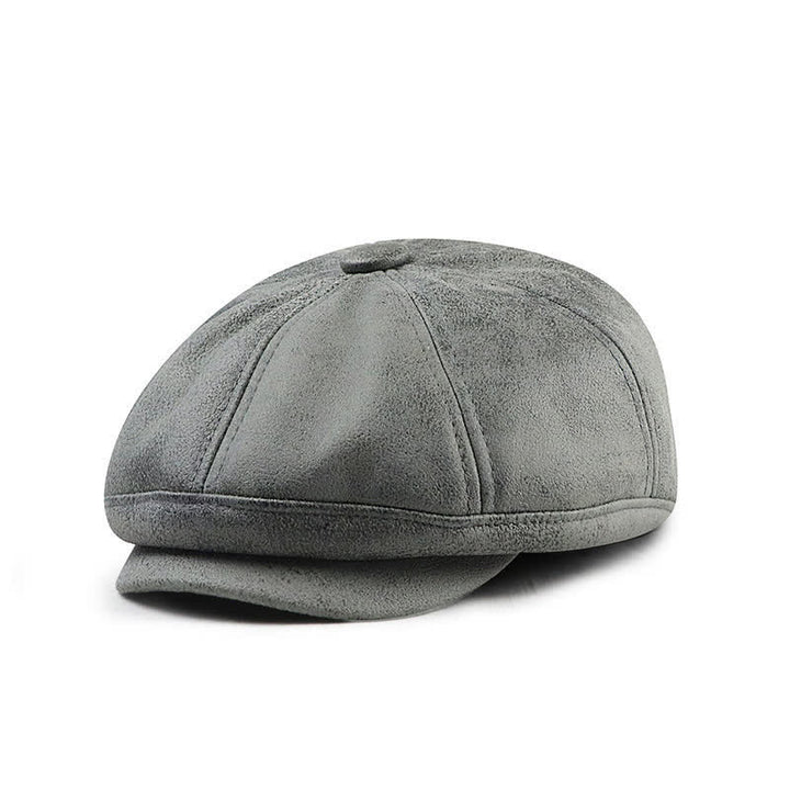 Cappello basco in pelle vintage lavata e invecchiata