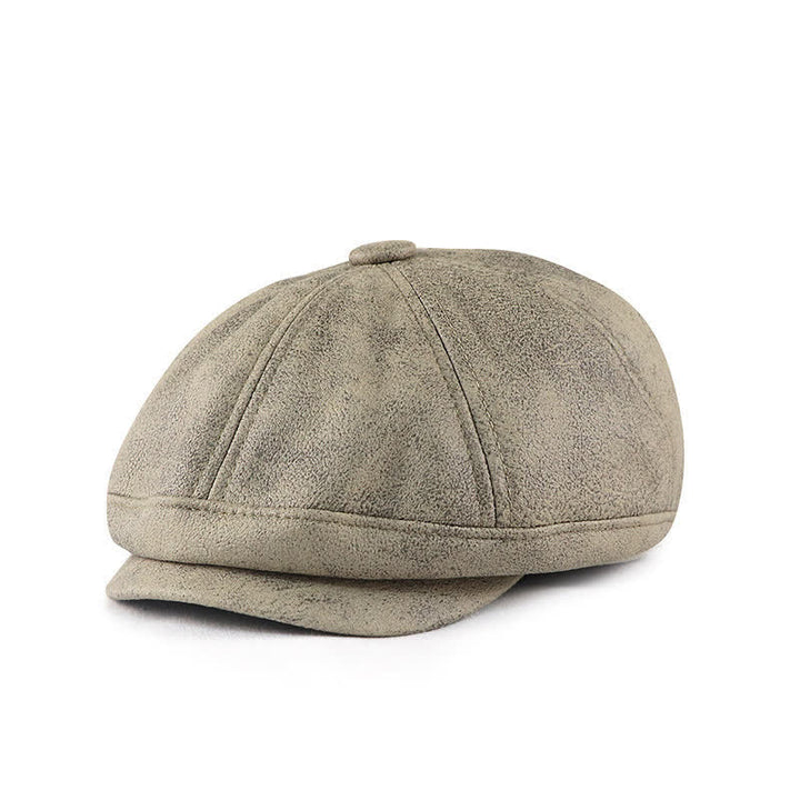 Cappello basco in pelle vintage lavata e invecchiata