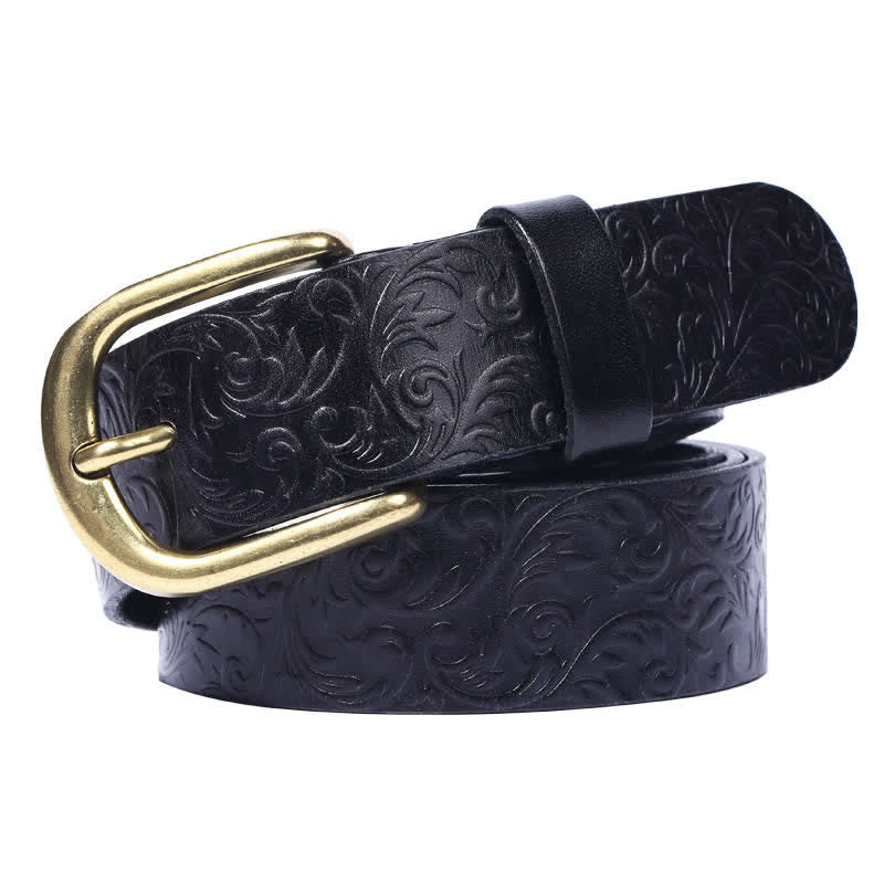 Cintura classica in pelle con stampa floreale splendidamente impressa - Nero - 44 - image 4