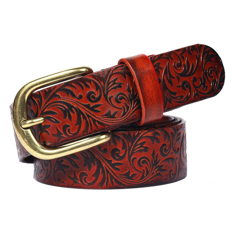 Cintura classica in pelle con stampa floreale splendidamente impressa