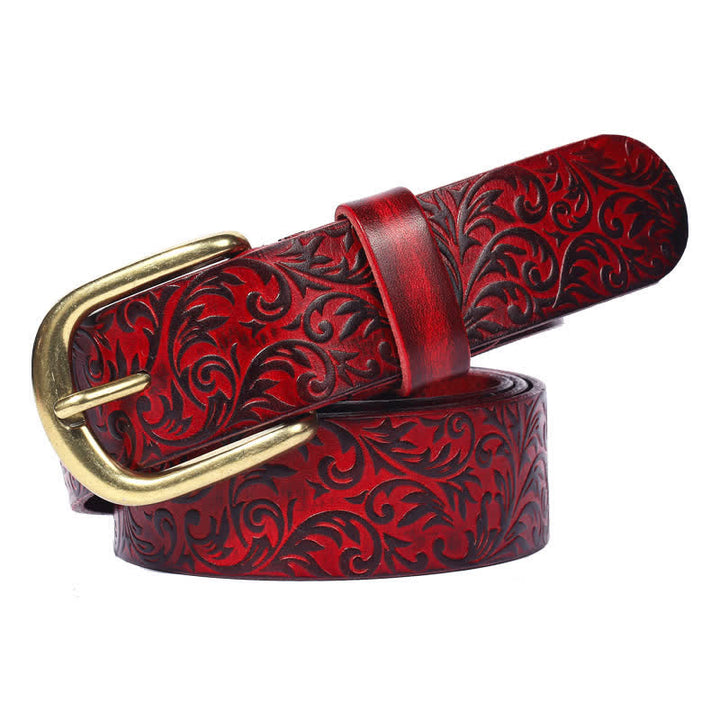 Cintura classica in pelle con stampa floreale splendidamente impressa