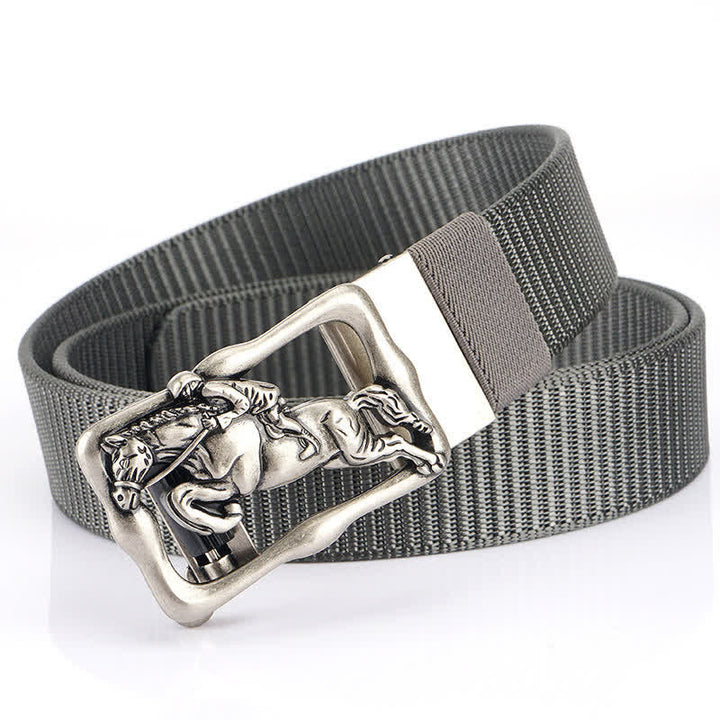 Cintura in nylon con fibbia automatica cava da equitazione da uomo - Grigio / Argento - 42 - image 17