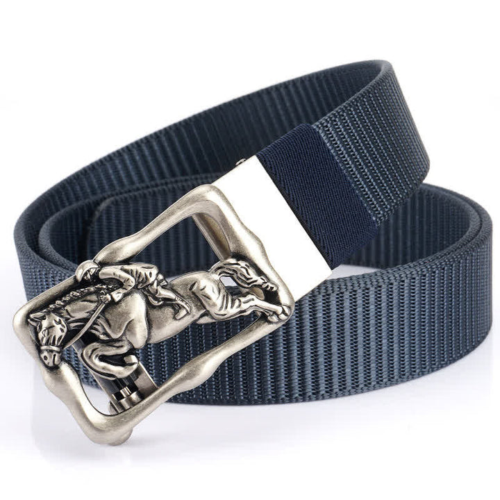 Cintura in nylon con fibbia automatica cava da equitazione da uomo - Blu marino / Argento - 42 - image 16