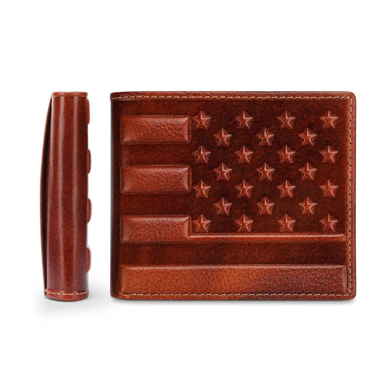 Portafoglio in pelle goffrata con bandiera americana patriottica