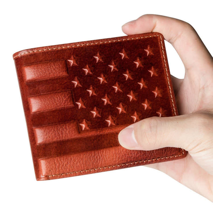Portafoglio in pelle goffrata con bandiera americana patriottica