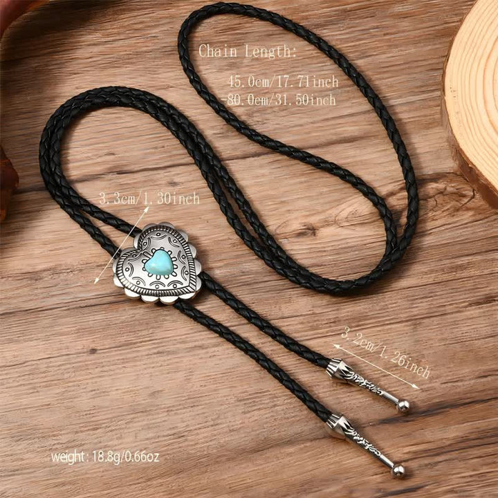 Cravatta Bolo con design turchese in stile western a forma di cuore di toro