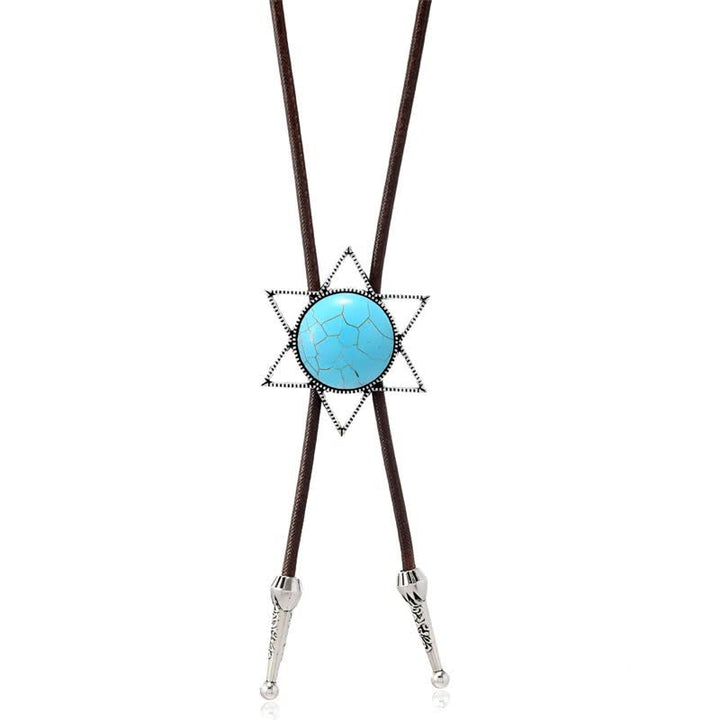 Cravatta Bolo con design turchese a stella a sei punte
