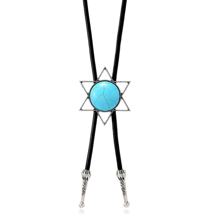 Cravatta Bolo con design turchese a stella a sei punte